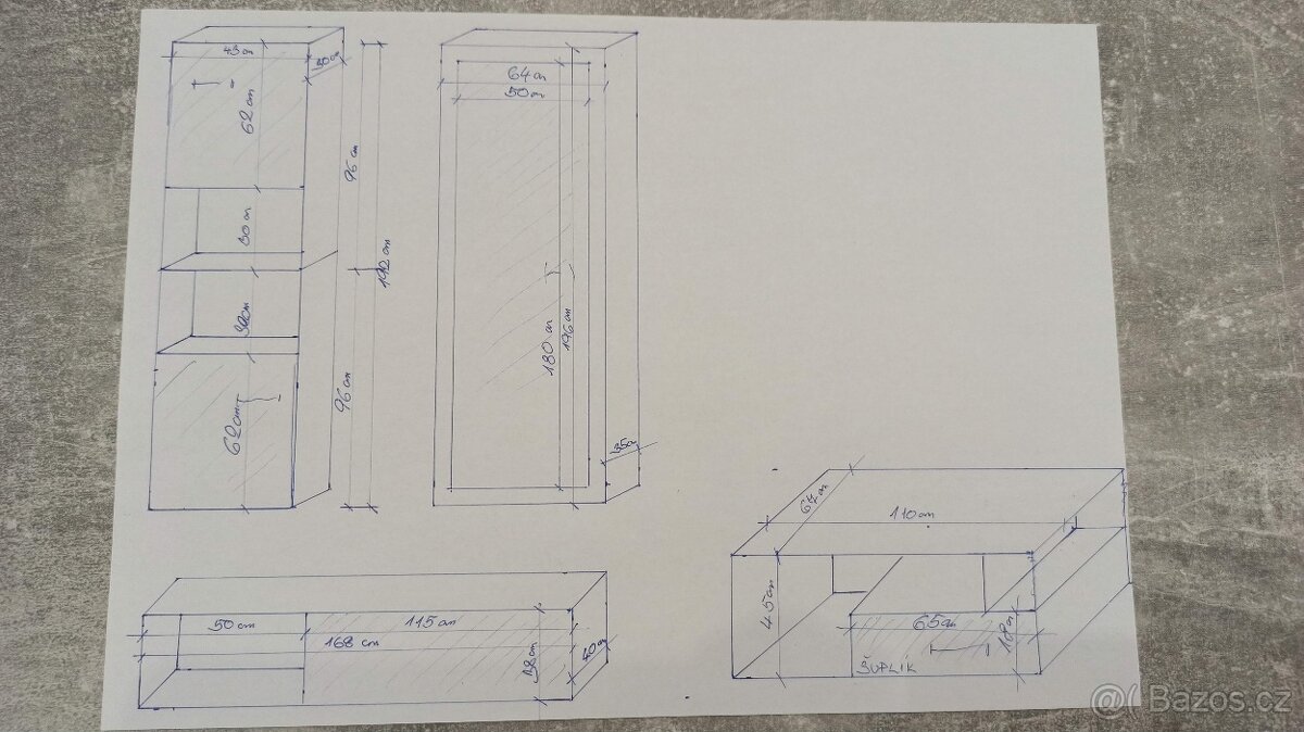Obývací stěna + konferenční stůl