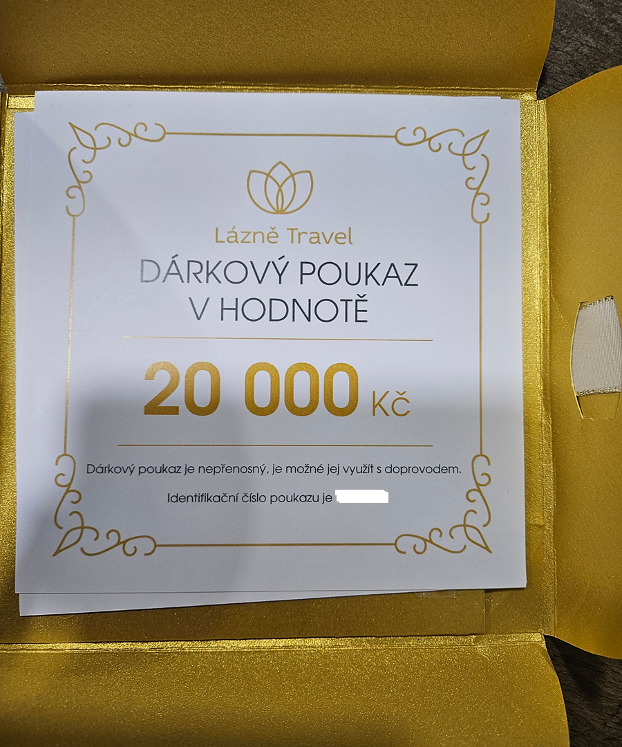 Dárkový poukaz od Lázně Travel v hodnotě 20 000 Kč