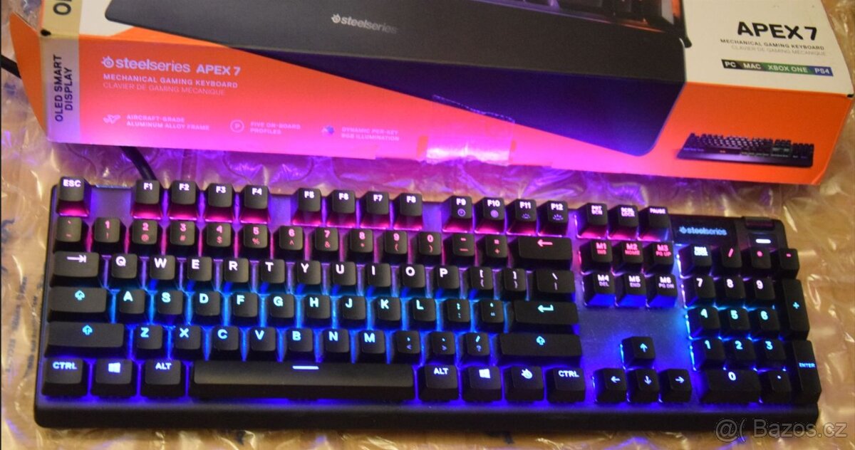 SteelSeries Apex 7, magnet. podložka, OLED display,USB hub