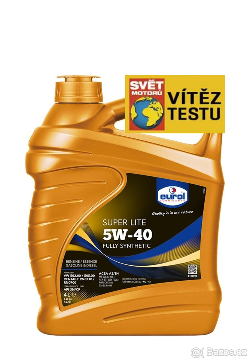 🛑 EUROL Super Lite 5W-40 - vítěz testu olejů 👍- super cena