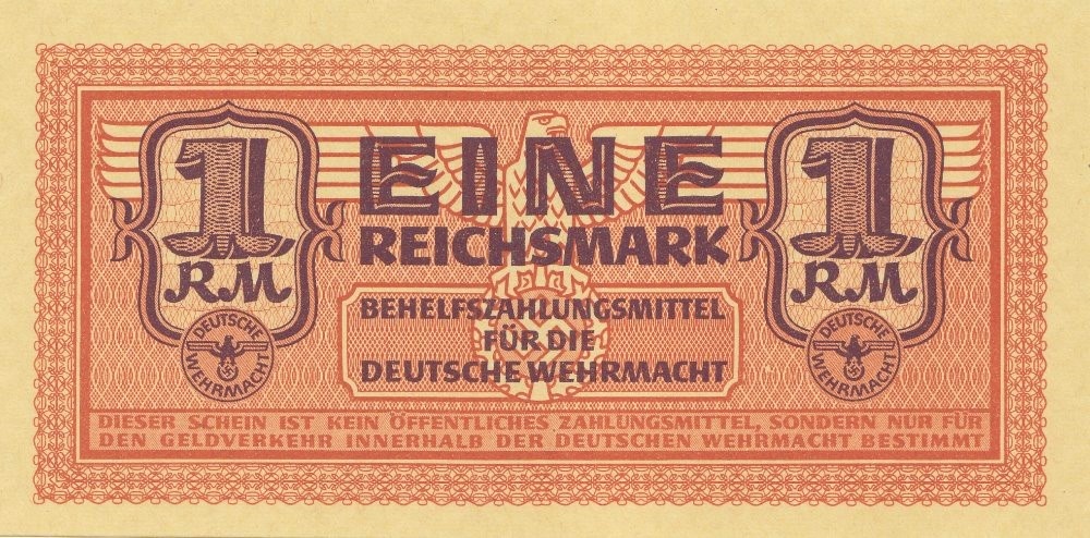 Originální platidlo vojáků Wehrmachtu 1 Reichsmark 1942.