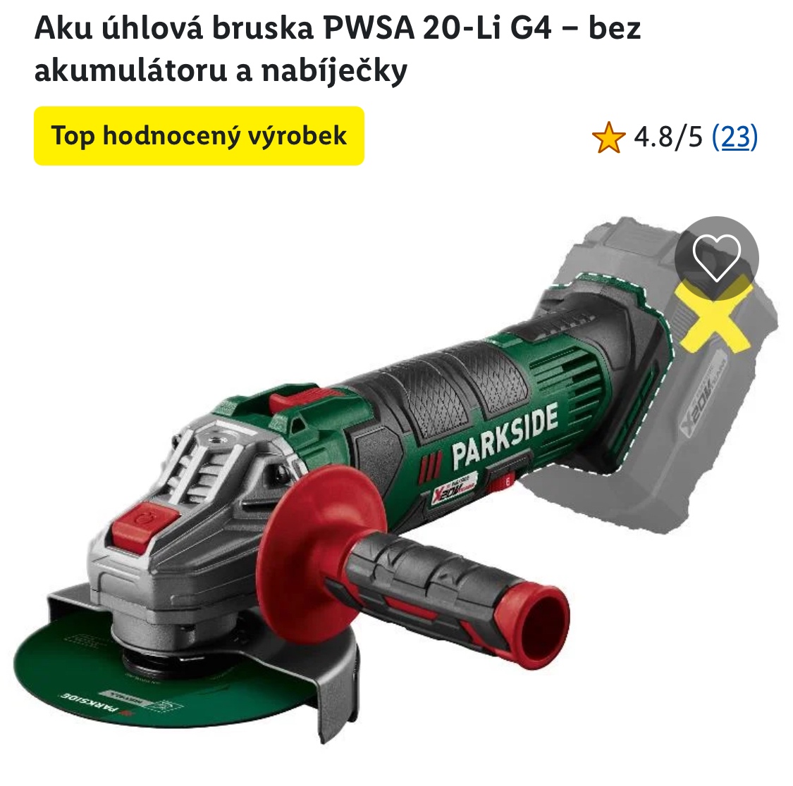 Parkside Aku úhlová bruska PWSA 20-Li G4