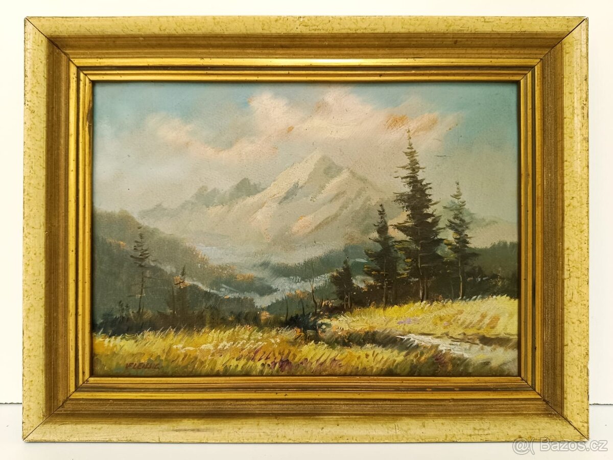 Obraz Vítězslav Fleissig Vysoké Tatry, olej 31x42