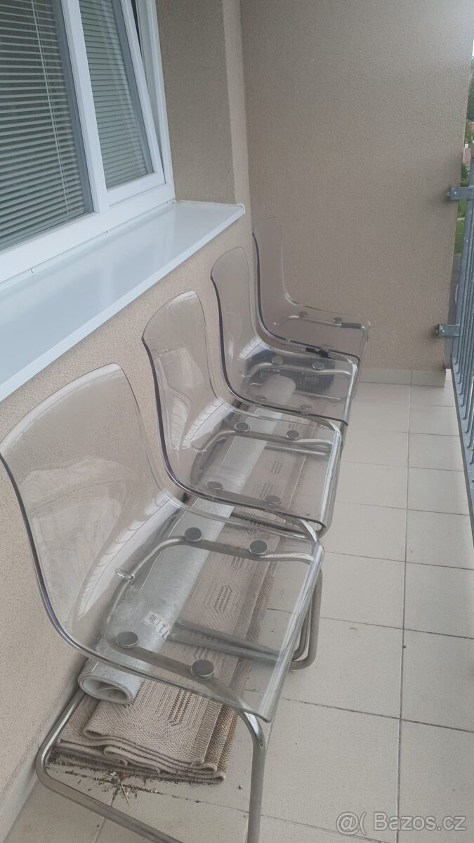 IKEA Židle Tobias - průhledná/pochromovaná