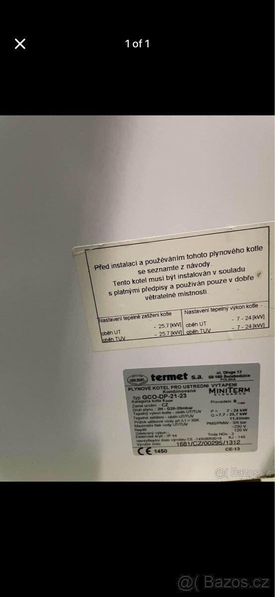 Plynový atmosferický kotel MINITERM ELEGANCE GCO–DP–21–23