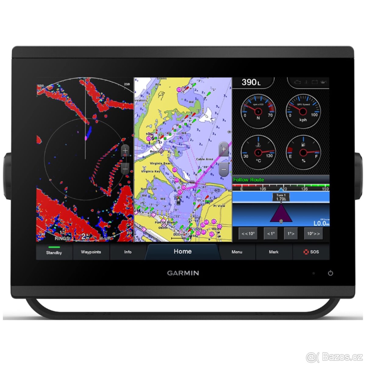 Garmin GPSMAP® 1223xsv, SideVü, ClearVü a tradiční sonar CHI