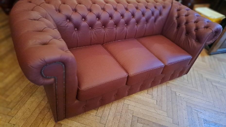 Nová, Chesterfield sedačka s pravé kůže 3+1+1, Top cena