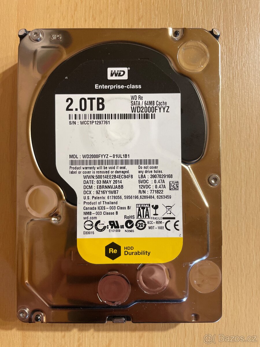 WD 2TB, 64MB, SATA, WD2000FYYZ