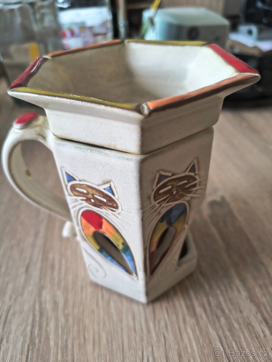 Keramická aromatická lampa s motivem koček