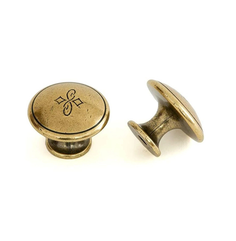 13ks Úchytka Knopek mosaz starozlato Nábytkové kování