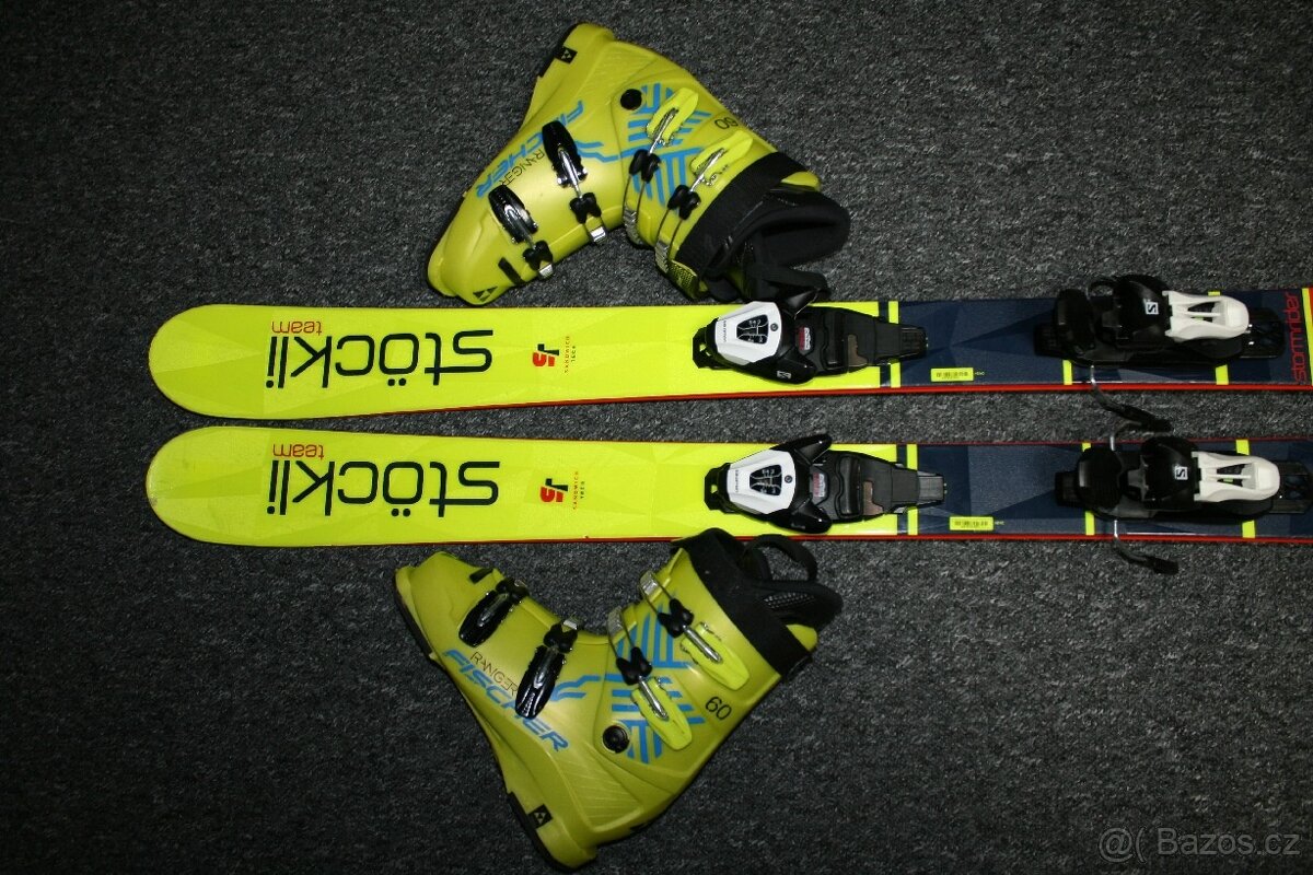 lyže Stockli 138 cm , fischer lyžáky
