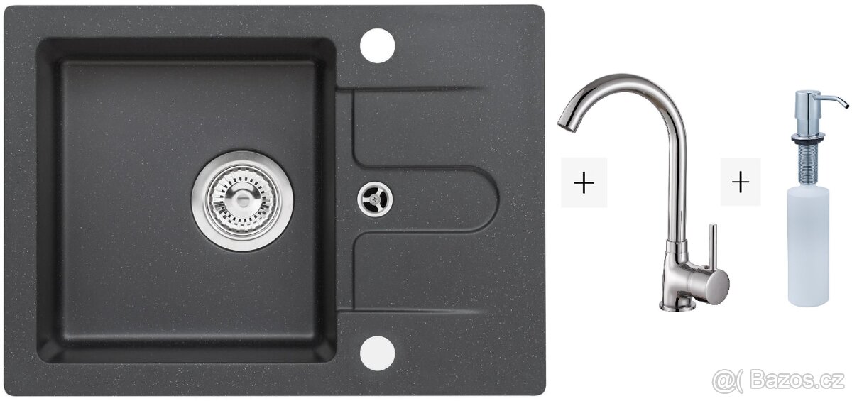 GRANITOVÝ DŘEZ ALVEUS HERO 30 + BATERIE + DÁVKOVAČ SAPONÁTU