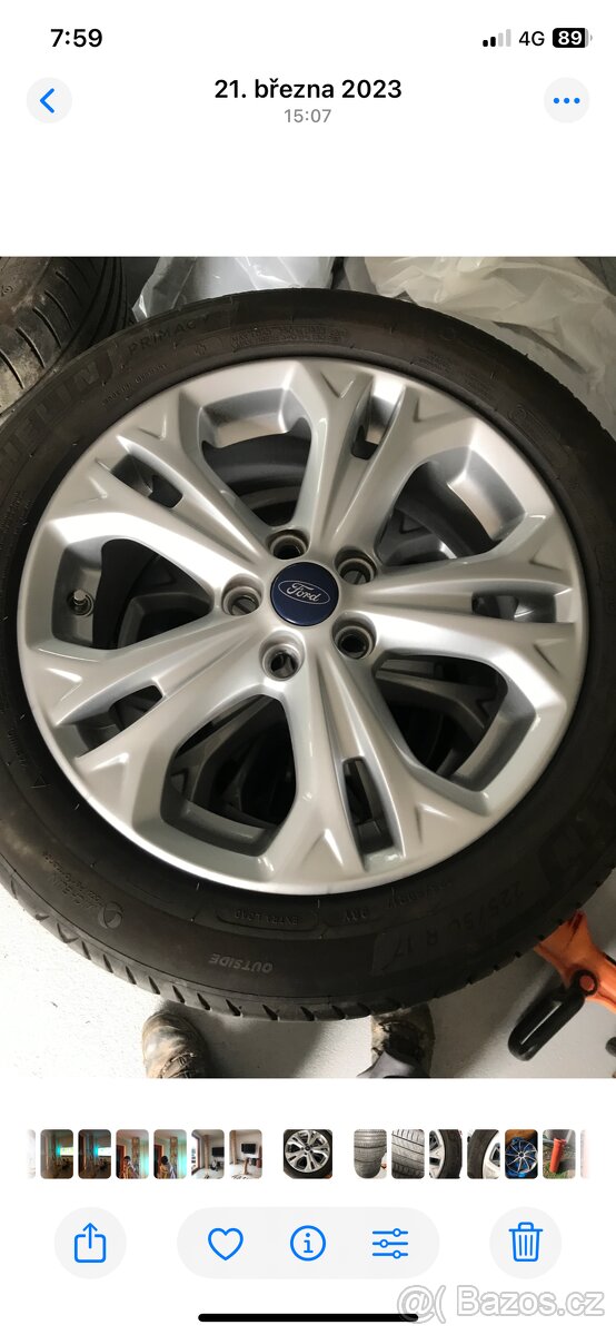 Alu kola 17” 5x108 Ford a letní pneu 225/50/R17 Michelin