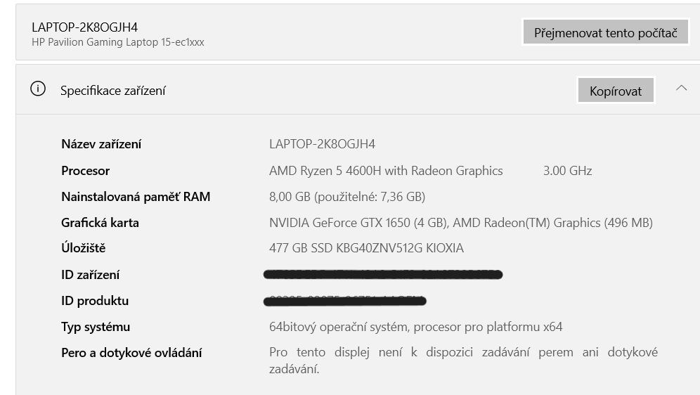 HP pavilion gaming 15-ec1xxx