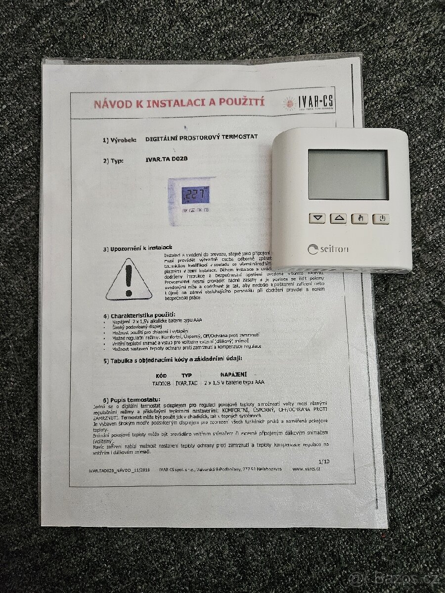 PROSTOROVÝ TERMOSTAT IVAR.TAD02B