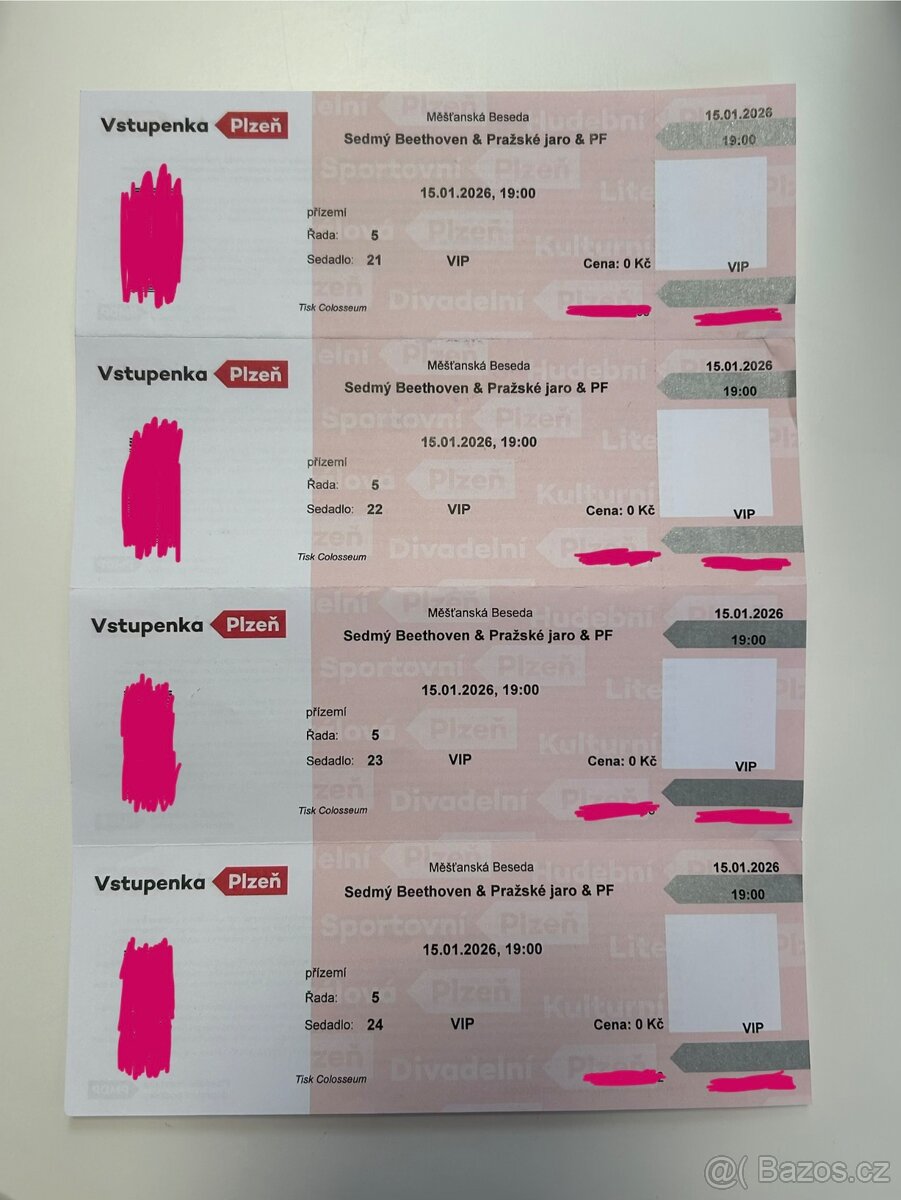 4× VIP vstupenka – Sedmý Beethoven & Pražské jaro – Plzeň –