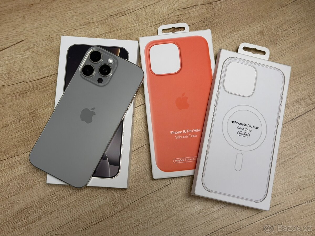 iPhone 16 Pro Max 256 GB + dvě originální pouzdra