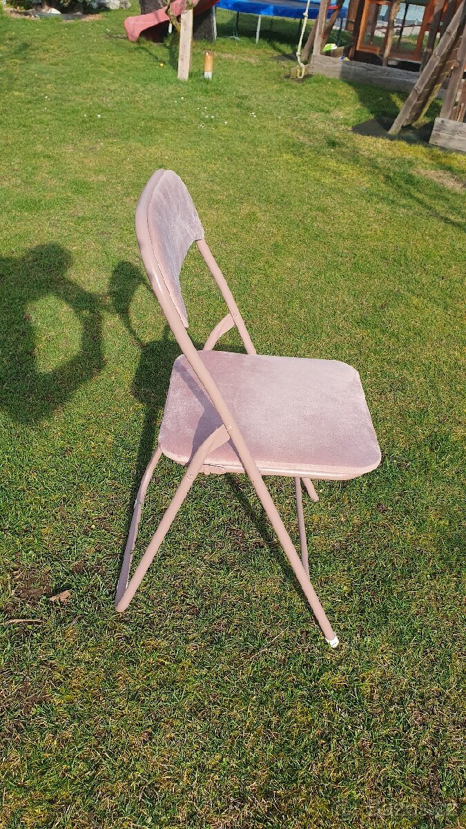 Skládací židle/židlička VOEL samet růžová