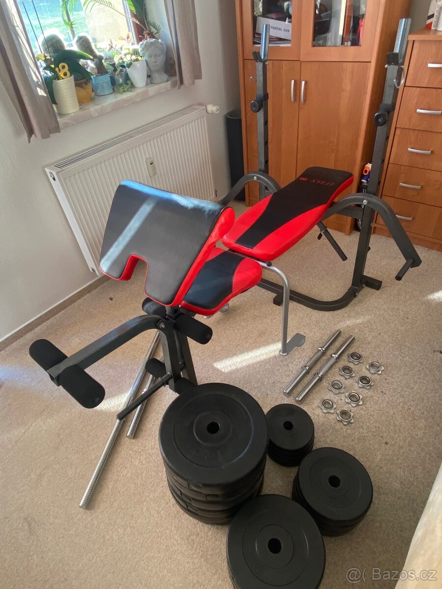 GYM SETUP - Lavice, činky, závaží 95KG+