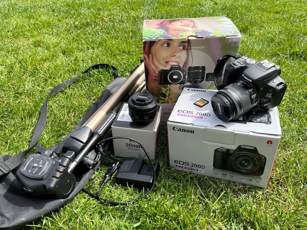Canon EOS 200D 2x objektiv + stativ