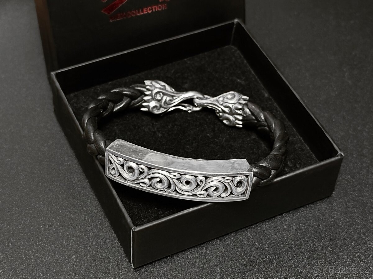 Náramek - Orus Bijoux Men Collection - Stříbro/Kůže