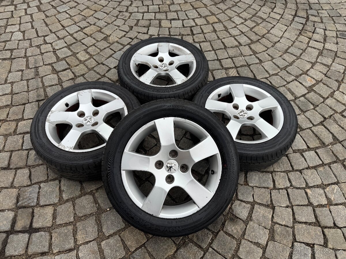 Alu kola Peugeot 4x108 letni pneu 195/55 r16 Leao