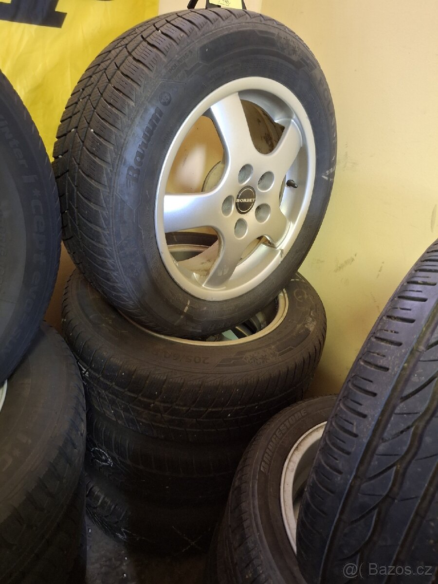 Alu kola Borbet, R16 + zimní pneu 205/60 R16