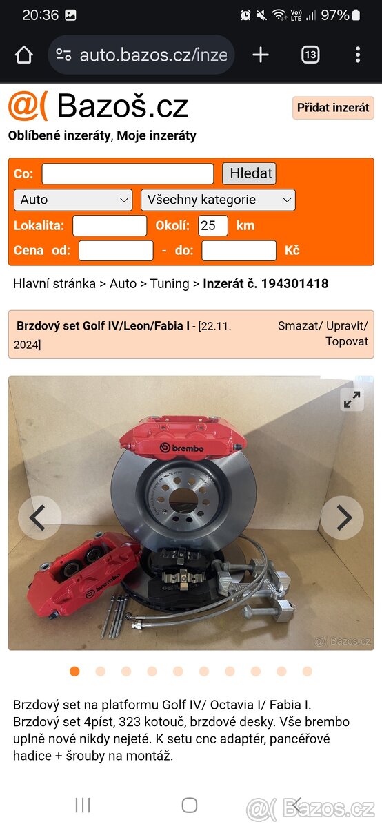 Brzdový set Octavia 1/Golf4/Bora/Leon/Fabia1