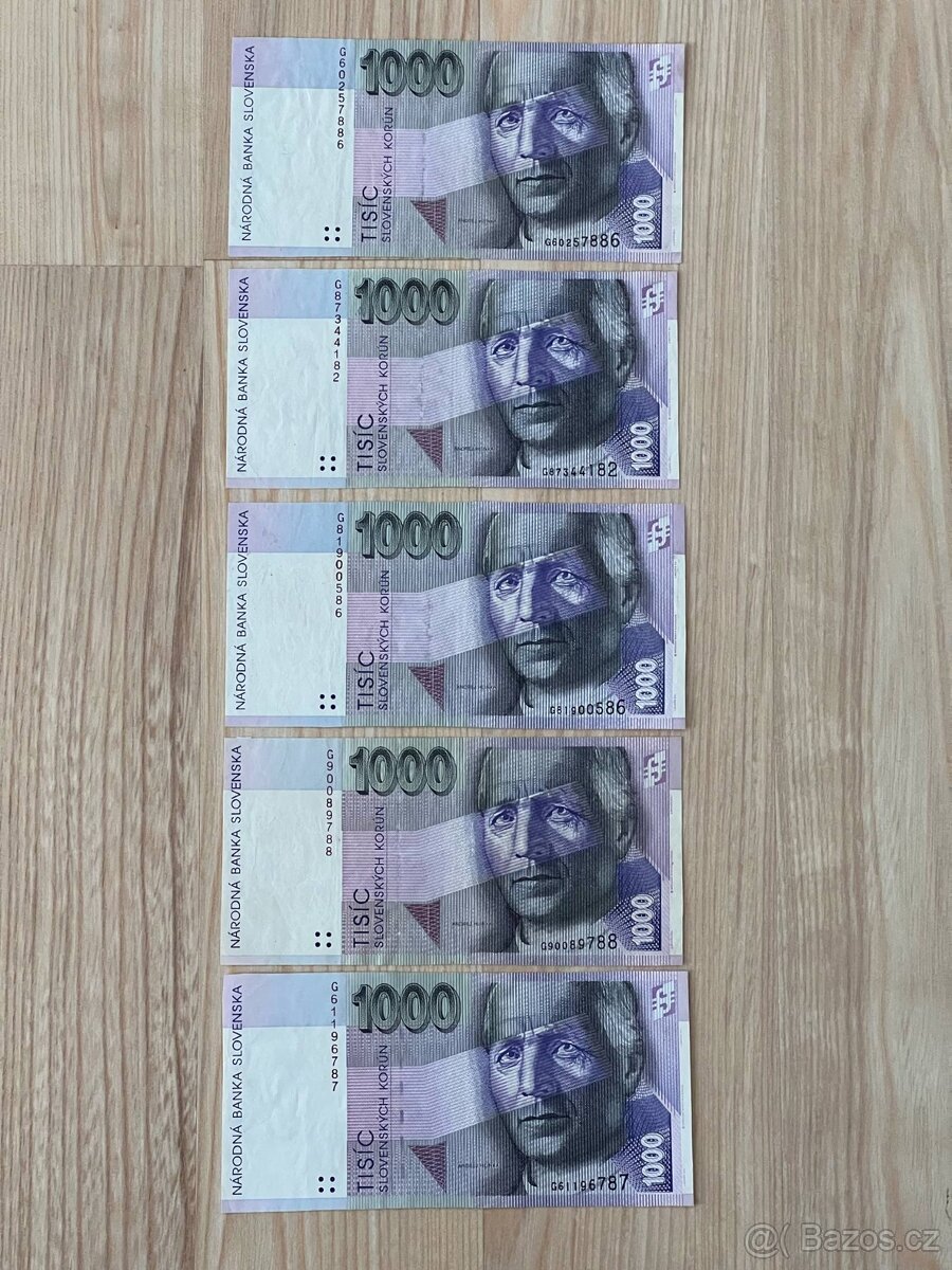 Slovenské bankovky 1000SK rok 1997 séria G
