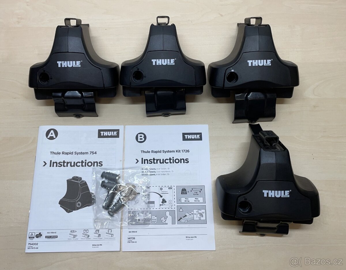 Thule patky 754 + kit 1726 + zámky na Superb 3 liftback