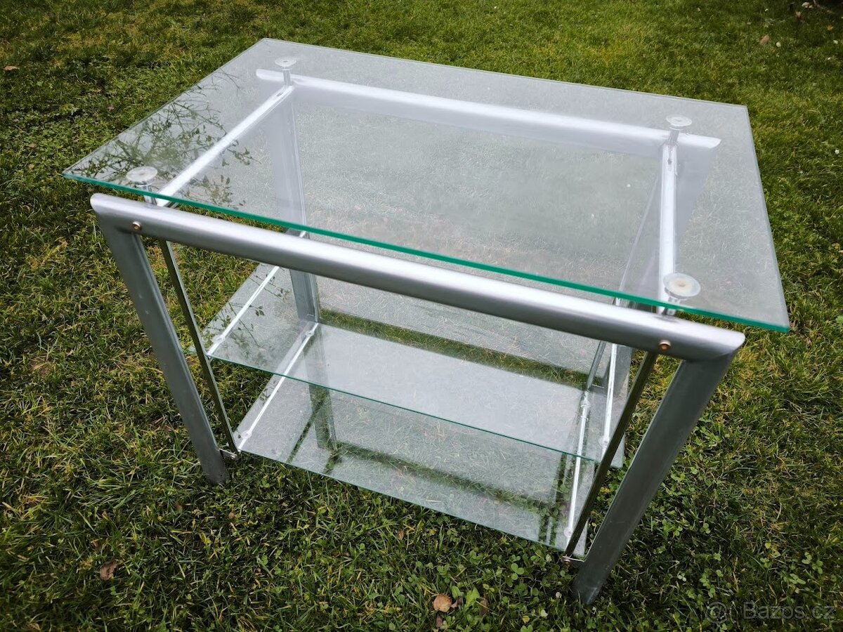 Stolek televizní kov + sklo