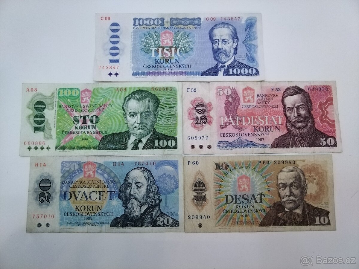 Bankovky Československo - sada ČSSR - Komunismus