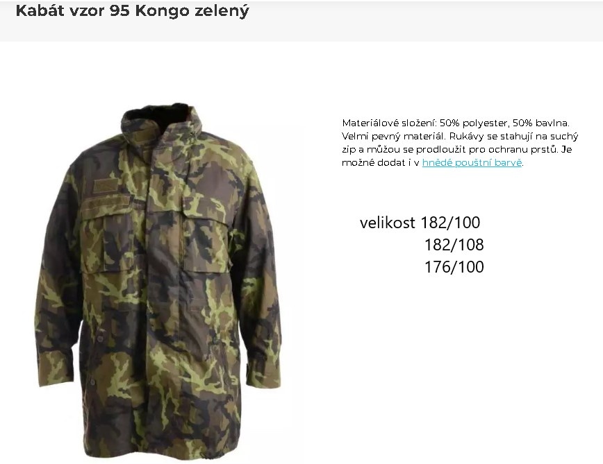 Vojenský kabát 95 vel.182/100 - AČR