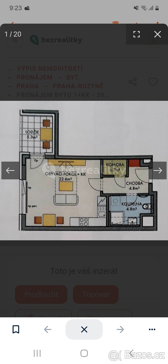 1+kk 35 m2 plus lodžie 5,3 m2