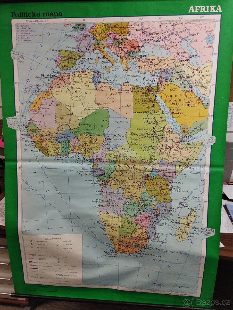 Školní mapa Afrika - politická 70.-80. léta