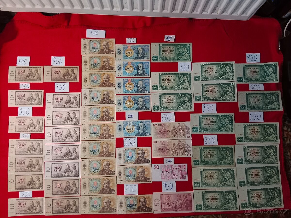 Československé bankovky první část - ceny za kus u bankovek
