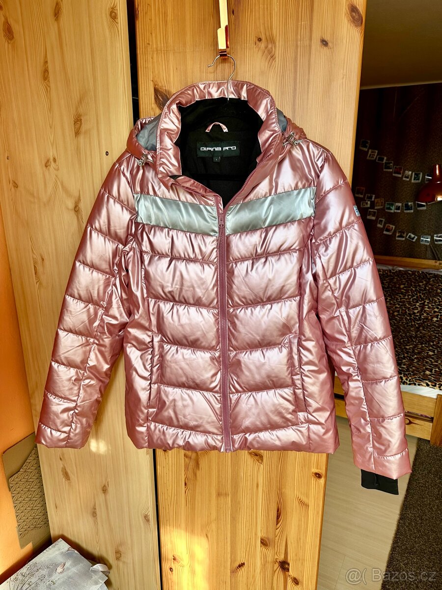 Dámská rosegold lyžařská bunda vel. L Alpine Pro