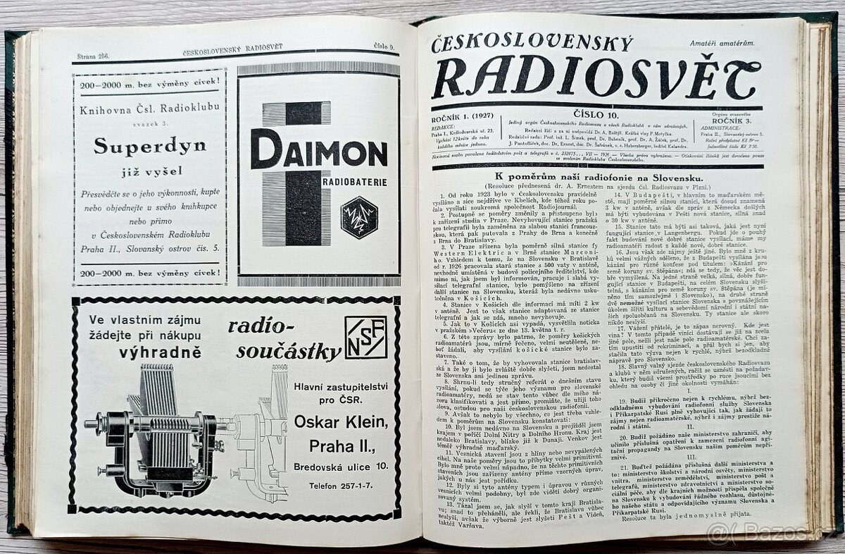 Časopisy ČESKOSLOVENSKÝ RADIOSVĚT, 1. ročník, rok 1927