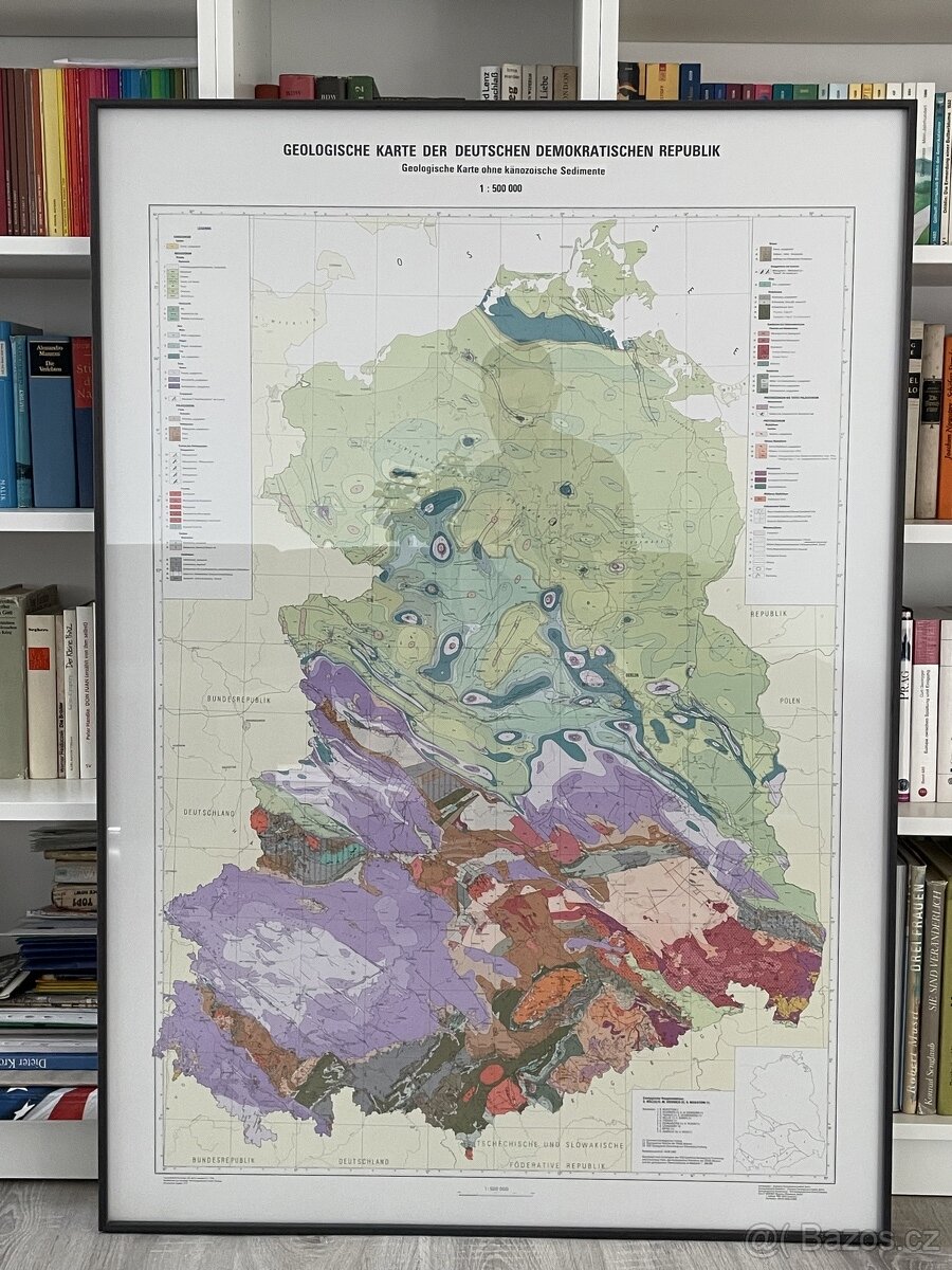 Geological map German Democratic Rep GDR DDR Geologická mapa