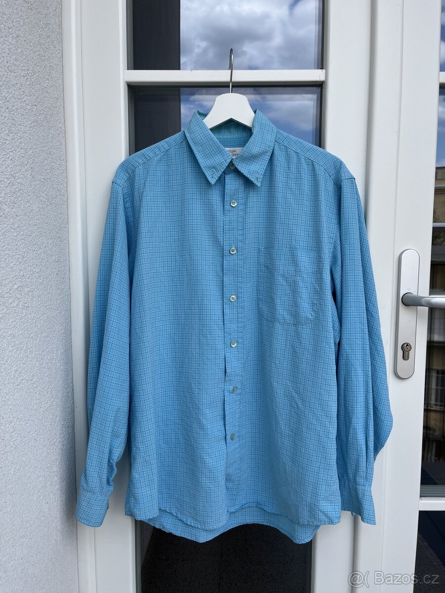 Modrá panská bavlněná kostkovaná košile