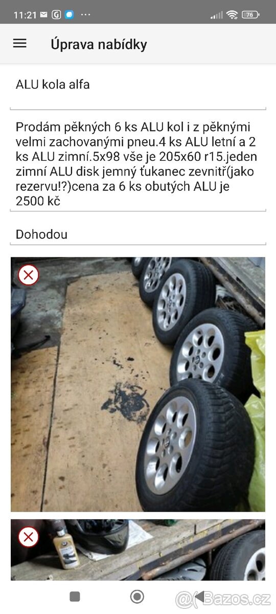 ALU kola z letními pneu pneu plus zimni