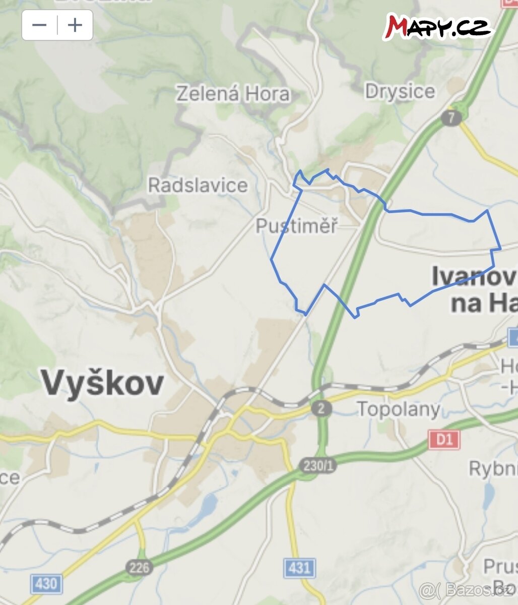 Stavební pozemek 613m² Pustiměř