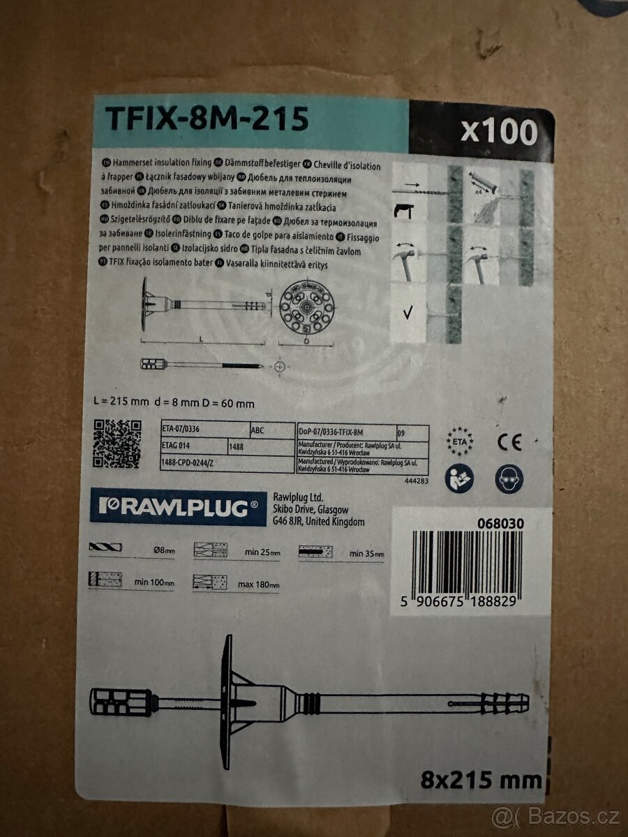 Hmoždinka zatloukací Rawlplug R-TFIX-8M 215 mm