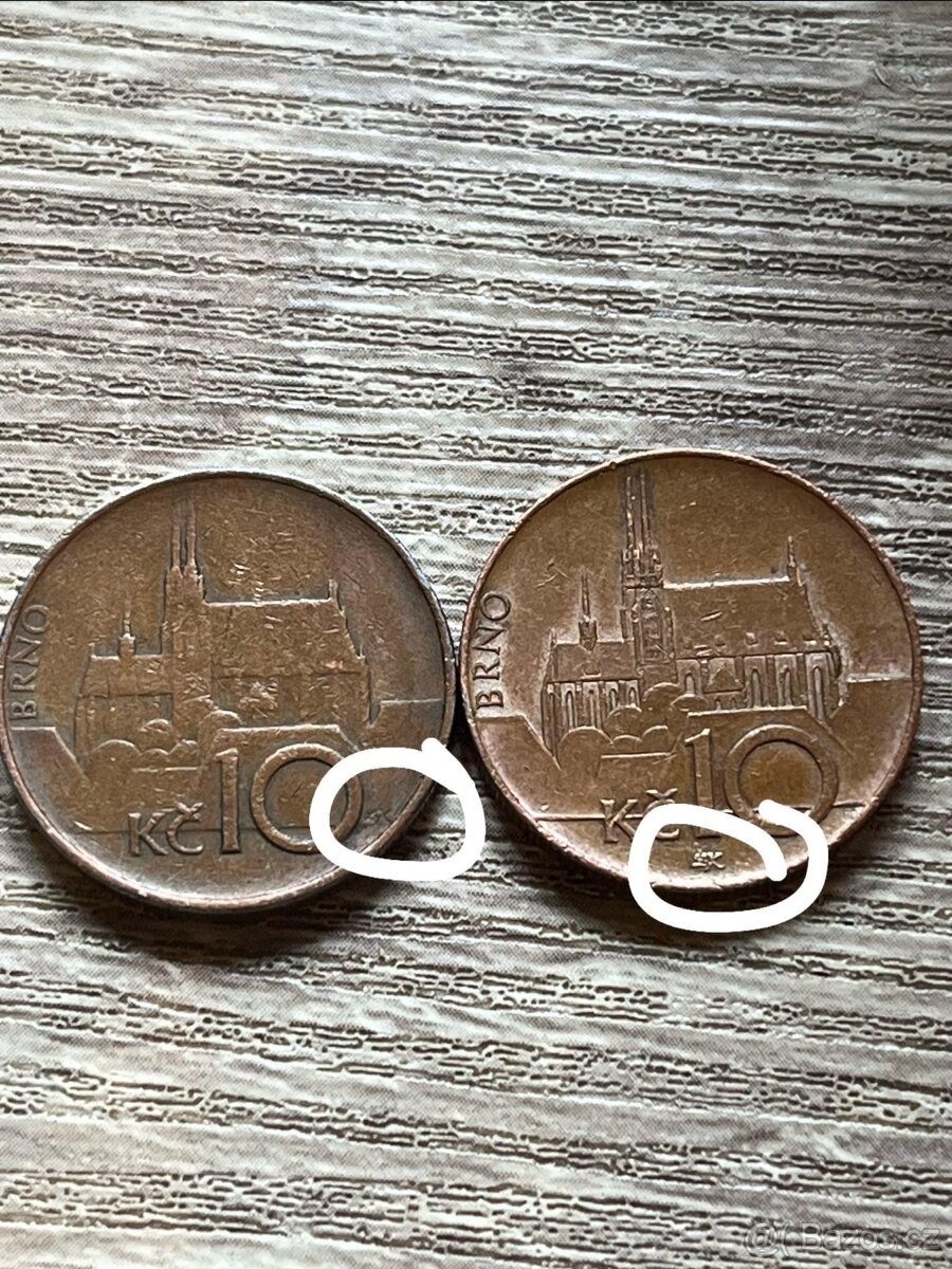 Vzácná 10 Kč 1993 chyboražba