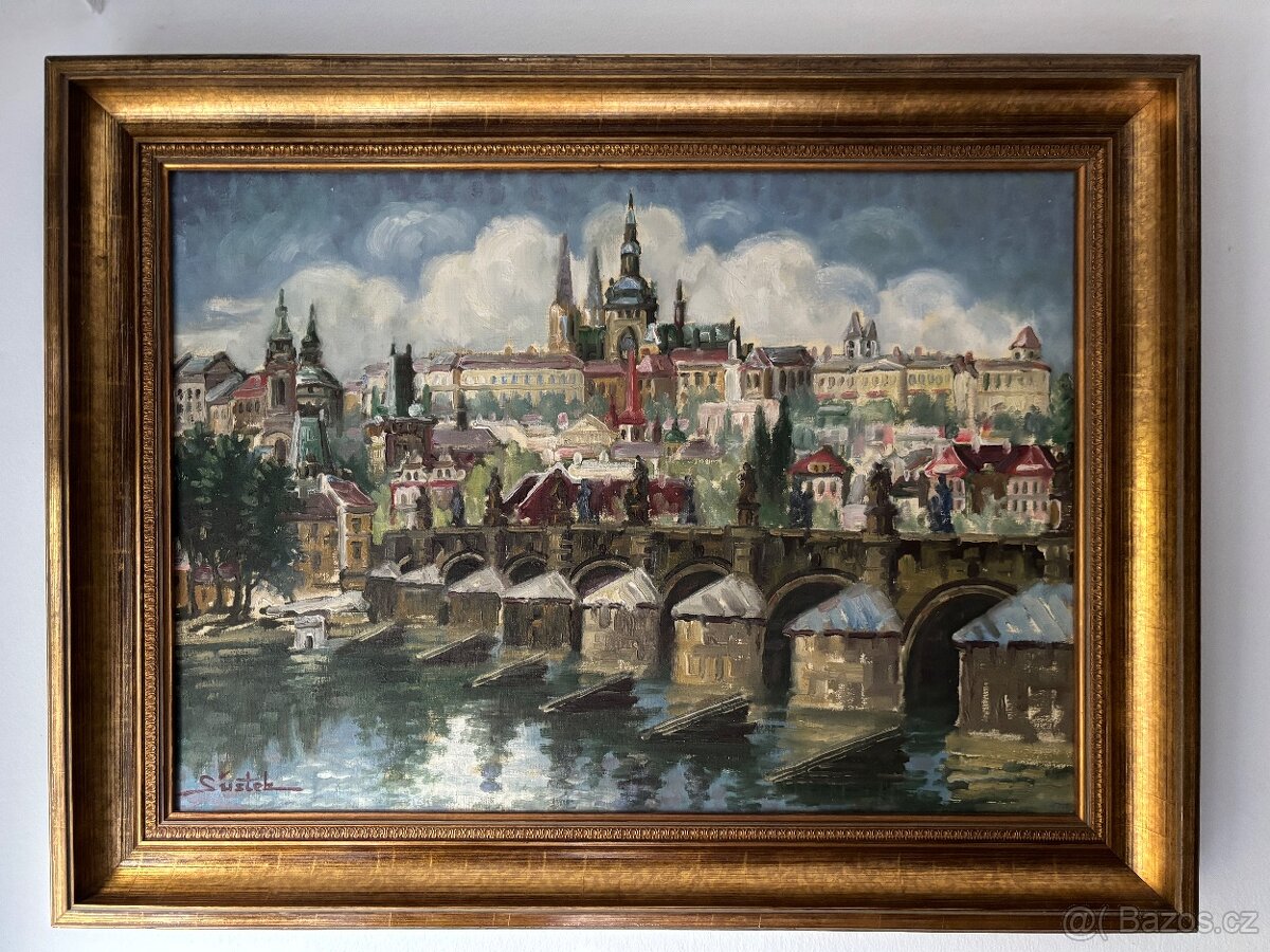 Karel Šustek Karlův most olejomalba