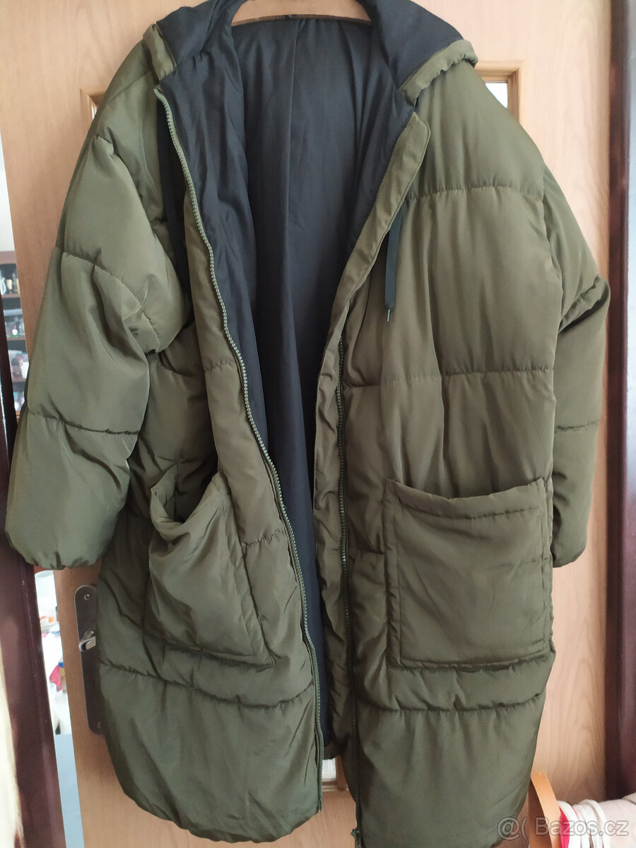ZIMNÍ TEPLÝ PROŠÍVANÝ KABÁT S KAPUCÍ H&M VEL.44/46
