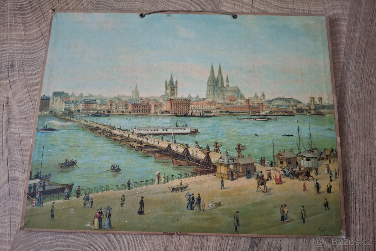 Obraz Kolín nad Rýnem – stará litografie, reprodukce