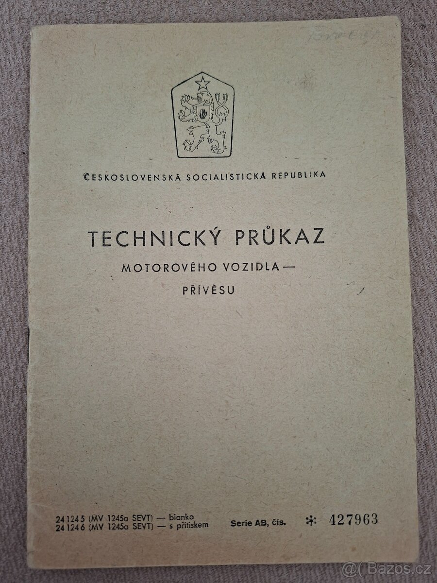 Technický průkaz Manet 125