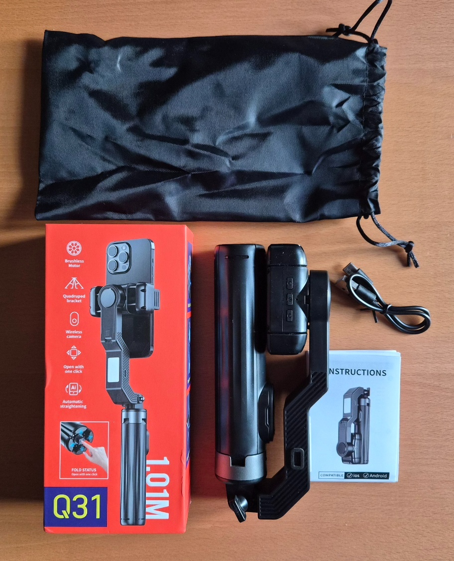 Selfie tyč s bluetooth ovl.,gyroskopem a osvětlením