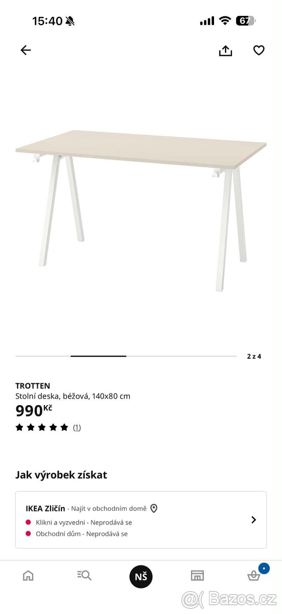 IKEA TROTTEN 140x80 - béžová